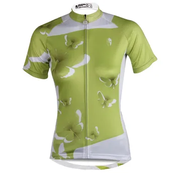 

Butterfly Pattern Women Summer Short Sleeve Cicle Clothes Full Zipper Crewneck Turquoise Bicycle Clothing Size XS To 6XL