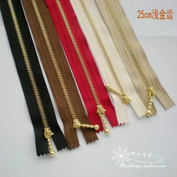 

100 Pcs/lot 25cm Cheap Metal Gold Bronze Vintage Zipper DIY Close End Off Whiote bag Zippers Sewing Accessories Wholesale