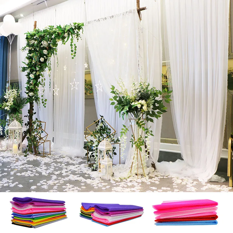 

10m/lot 72cm wide Sheer Crystal Organza Tulle Roll Fabric for Wedding Decoration DIY Arches Chair Sashes Party Favor Supplies