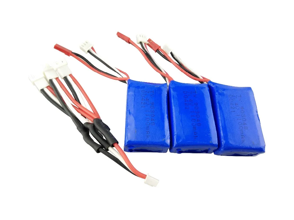 

High Quality 3PCS 7.4V 1100mAh Battery + 3 in 1 Charger For WLtoys A959 A969 A979 Quadcopter Toys