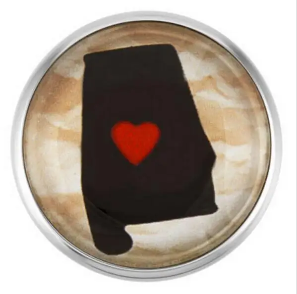 

20Pcs/lot Alabama State Snap Buttons Charm Glass Ginger Snap Jewelry Fit 18mm Snap Bracelets&bangles Necklace Jewelry