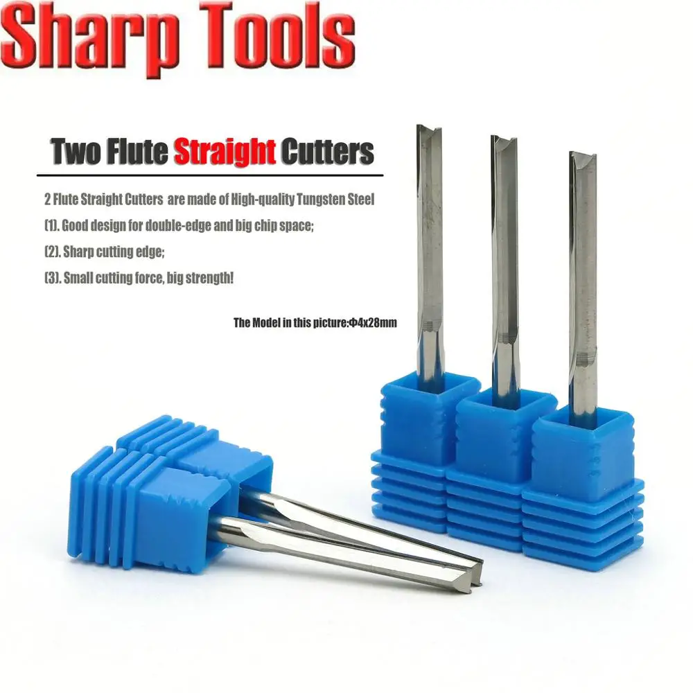 

4*25MM 2 Flutes Straight Cutters CNC Bit Wood End Mills 10pc Tungsten Carbide Straight Engraving Cutters Milling Router Tools