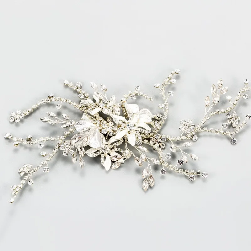 Женская свадебная тиара ручной работы с бусинами|bridal hair accessories|silver vineheadband tiara |