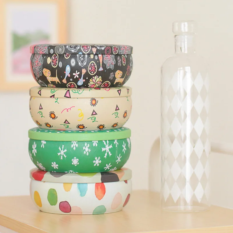 

Hoomall Gift Creative Candy Storage Organizer Jewelry Handmade Biscuit Box Round Candy Box Tin Storage Box
