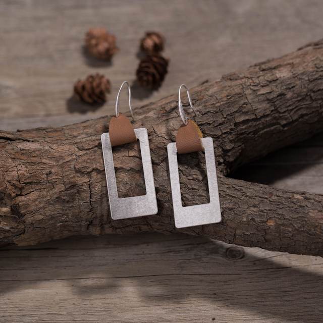 Arrival Trendy Leather Metal Earrings Circle Teardrop Geometric Earrings Big Statement For Women Young Girls Bijoux Jewelry