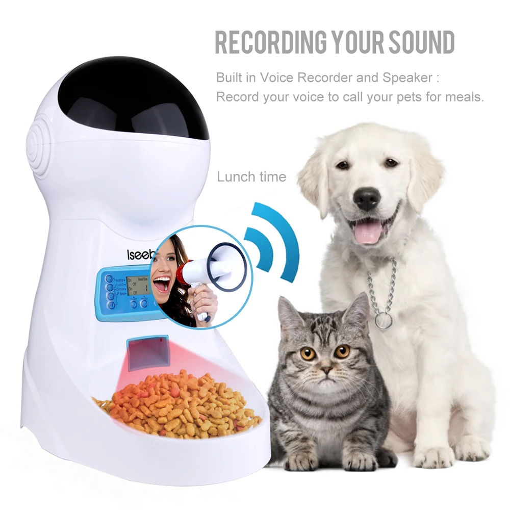 3L Automatic Pet Food Feeder With Voice Recording Pets food Bowl For Medium Small Dog Cat LCD Screen Dispensers 4 times One Day - Image 2
