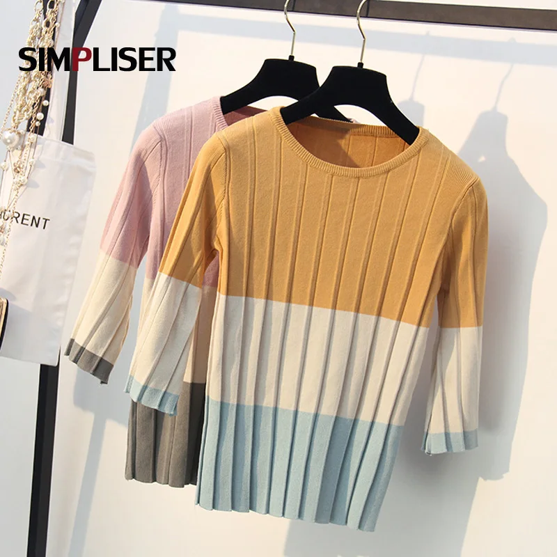 Loose Thin Sweaters Women Summer Casual Knitting Tops O-neck Knitted Shirts All Match Femme Pull 2019 Pullovers Ladies | Женская одежда