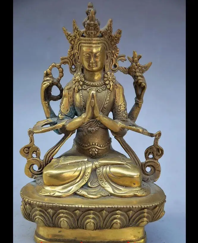 

wang67110305+++ TIBET TIBETAN BRASS HANDWORK ARM TARA BUDDHA STATUE LM1247