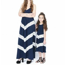 Mother Daughter Dresses Striped Dress Family Look Mother Daughter Clothes Sundress Women Girl Dresses Matching Family Outfits family look clothes brand european black rose pleated a shape sleeveless skirts women midi sundress mother and daughter dresses