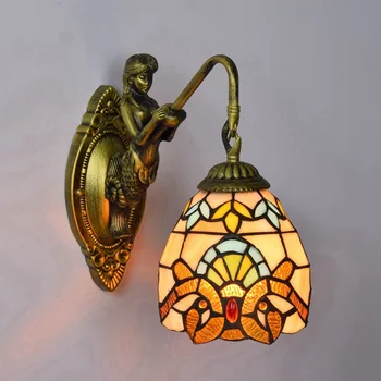 

tiffany fashion European style wall lamp Baroque Bohemia Mermaid mirror light fashion rustic bed-lighting lamps