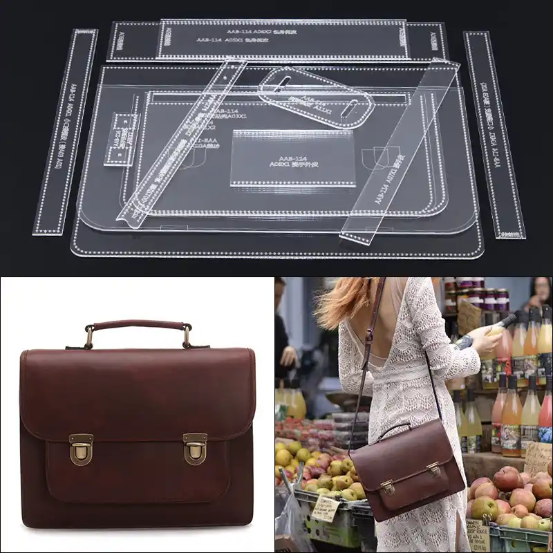 1set Leather Craft Acrylic Shoulder Bag Handbag Pattern Templates Stencils 38 27 9cm Leathercraft Tool Sets Aliexpress