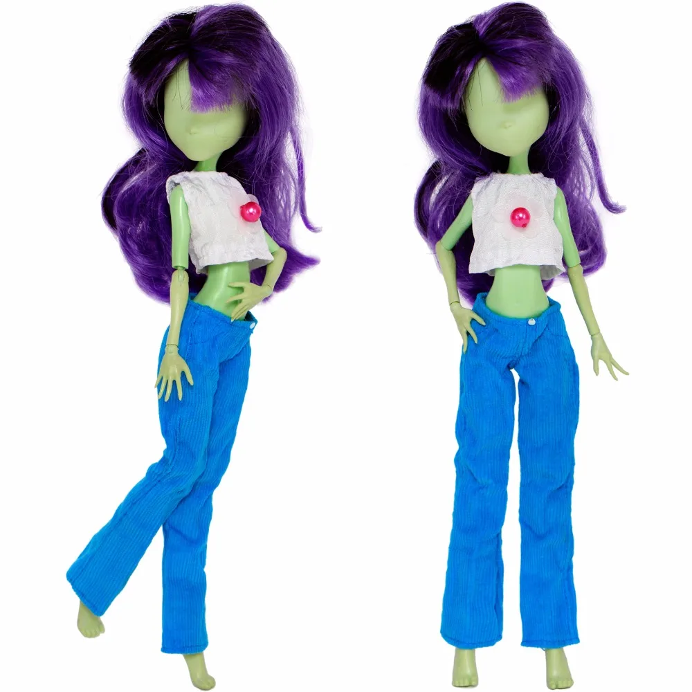 

High Quality BJD Casual Daily Wear Outfit White Tops Trousers Pants Clothes For Monster High Doll 10'' Accessories Kid Toy Gifts