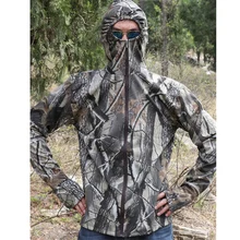 Летне-осенняя охотничья футболка, костюмы с капюшоном и капюшоном, серая толстовка с капюшоном, бионическая камуфляжная Солнцезащитная одежда