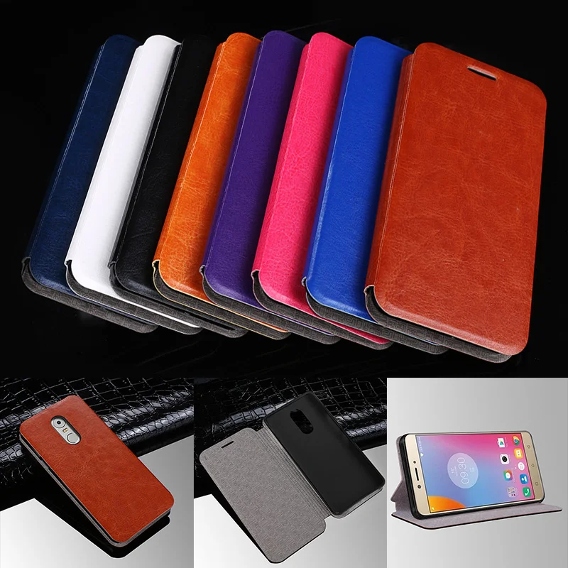 

For Lenovo K6 Note Case Leather + silicone Back Cover Case For Lenovo Vibe K6 Note Cover Flip Protective Phone Bags With Slot