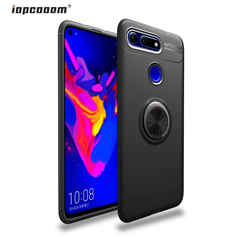 

Phone Cases For Huawei Honor V20 Case Rotating Finger Ring Holder Matte Soft Silicone Back Cover For Huawei View20 Coque6.4"inch