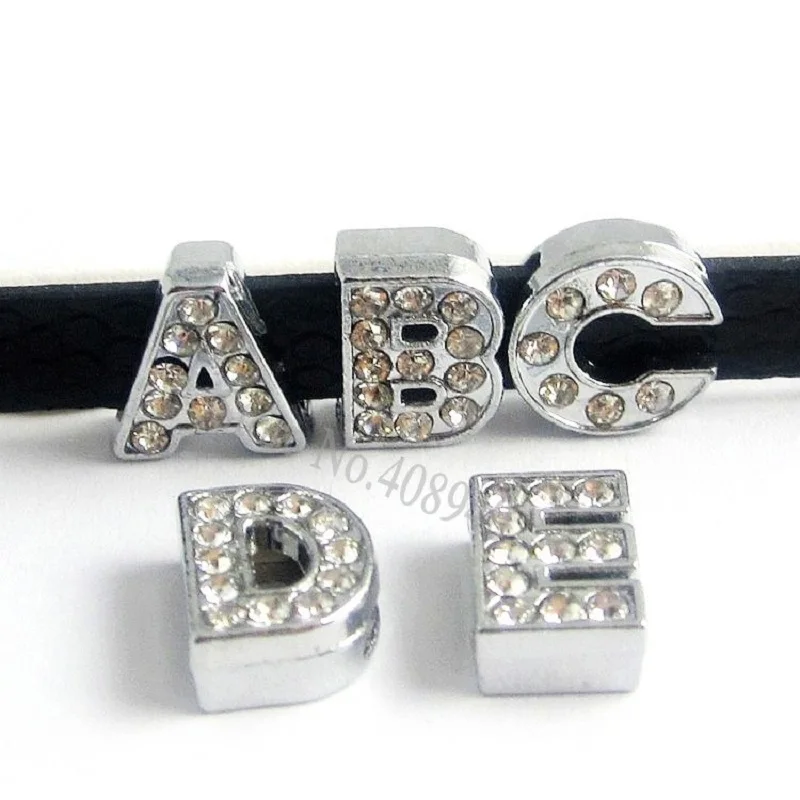 Alphabet Lettre A-Z Slider Rhinestone Beads Fit 8 mm Ceinture Bracelets A1627 