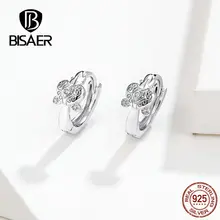 BISAER, 925 пробы, серебряные круглые женские серьги, женские серьги-гвоздики, классические ювелирные изделия из стерлингового серебра EFE179