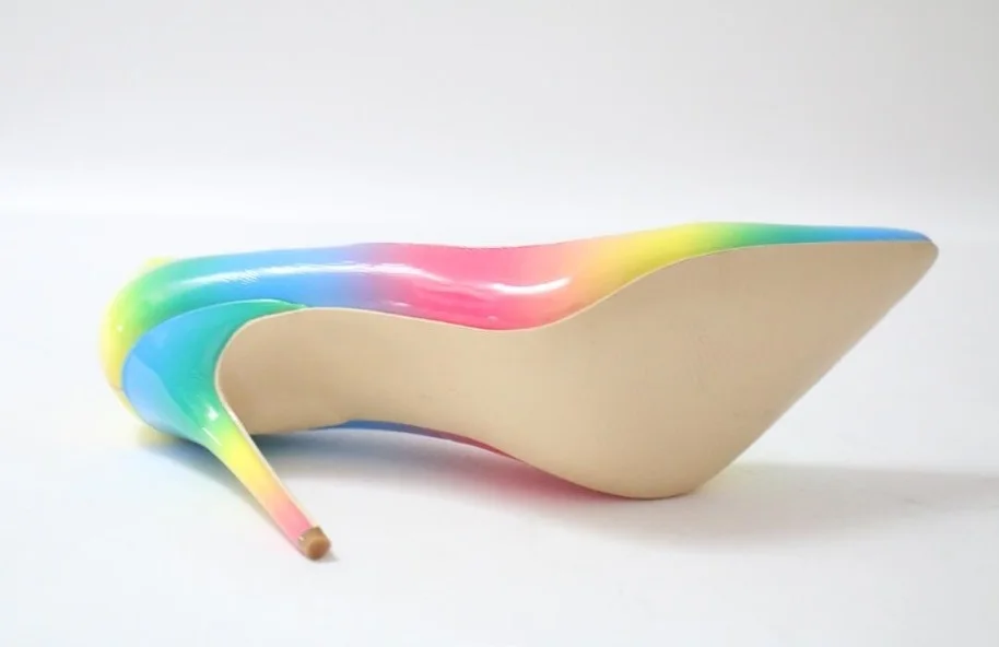New-Arrivals-Rainbow-Printed-Leather-Pumps-For-Women-Pointed-Toe-12CM-High-Heel-Dress-Shoes-Slip (5)