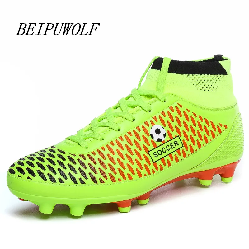 2016 New Arrival Mens Soccer Shoes High Top Cleats Long Spikes Male