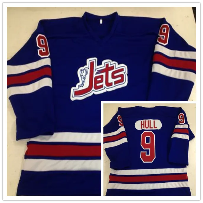 

Vintage Winnipeg Jets #9 Bobby Hull Throwback Men's Hockey Jersey Embroidery Stitched Customize any number and name