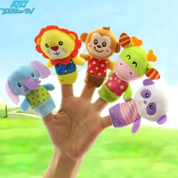 

RCtown 5Pcs/lot Family Finger fantoches de dedo Puppets Cloth Doll Baby Educational Hand Toy Story Kid zk 30