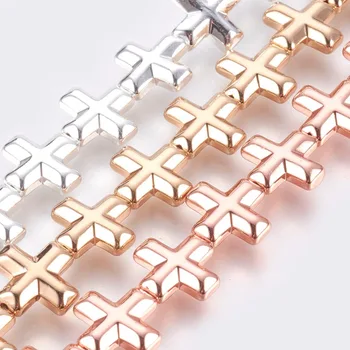 

PandaHall 3strand 12x12x4mm Hot Electroplated Non-magnetic Synthetic Hematite Bead Strand Cross DIY Bracelet Necklace Jewellery