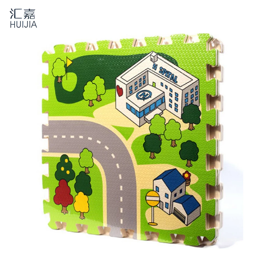 4pcs Roads Traffic Games Puzzle Mat 40x40cm Baby Crawl Rugs And Carpets EVA Educational Foam Mat