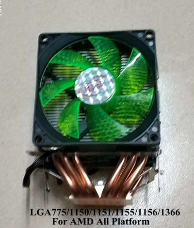 6 с тепловым стержнем heat pipe dual-Башня 4pin Процессор кулер LGA775 1150 1151 1155 1366 2011 охлаждения 9 см вентилятор 12V Светодиодный светильник Поддержка Intel AMD - Цвет лезвия: 2 fan
