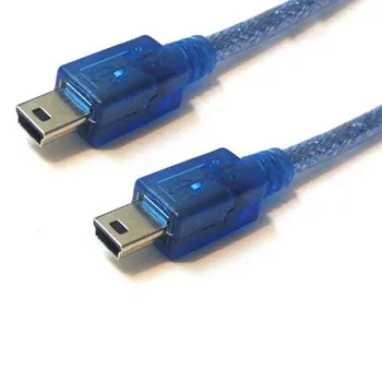 

0.3M Mini USB 5pin Cable Male to Mini 5P Male M/M Double Shielding(Foil+Braided) Transparent Blue2pcies/lot