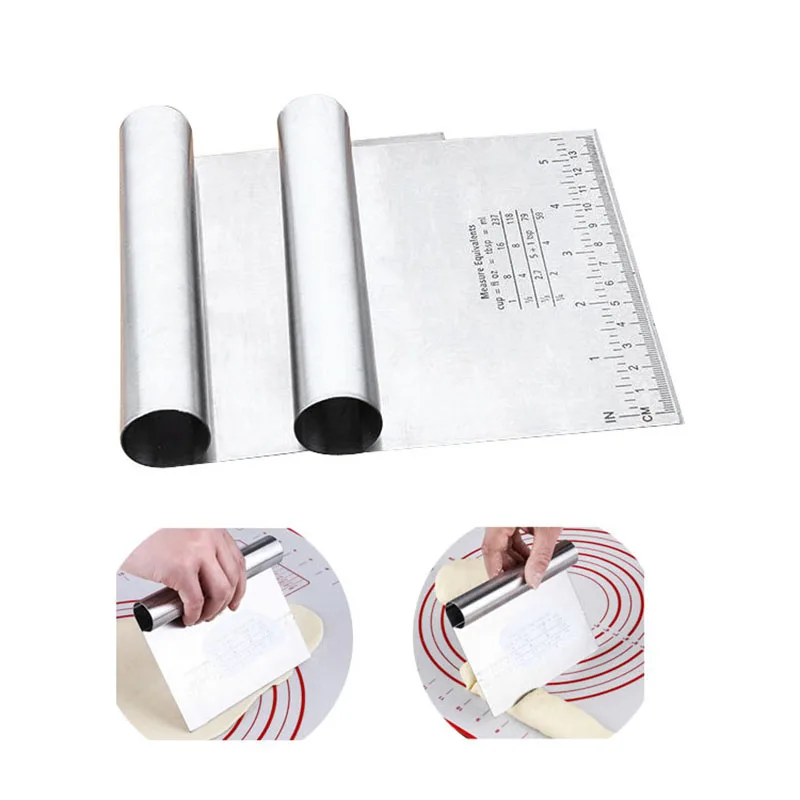  Stainless Steel Pizza Dough With Scale Scraper Cutter Baking Pastry Spatulas Fondant Cake Decoratio