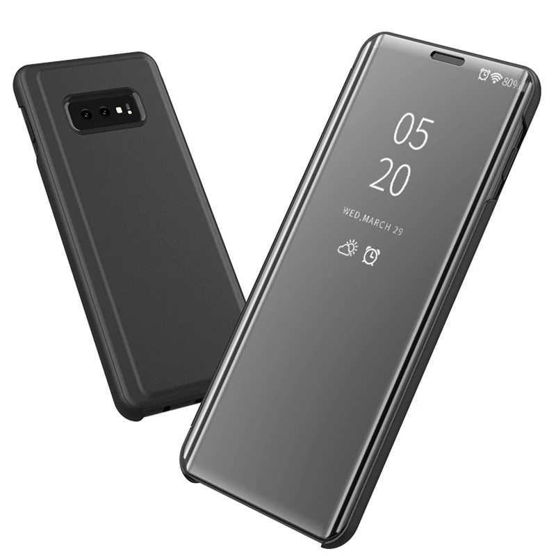 Смарт зеркало Флип кожаный чехол для телефона Samsung Galaxy S8 S9 S10 плюс S10E Стенд