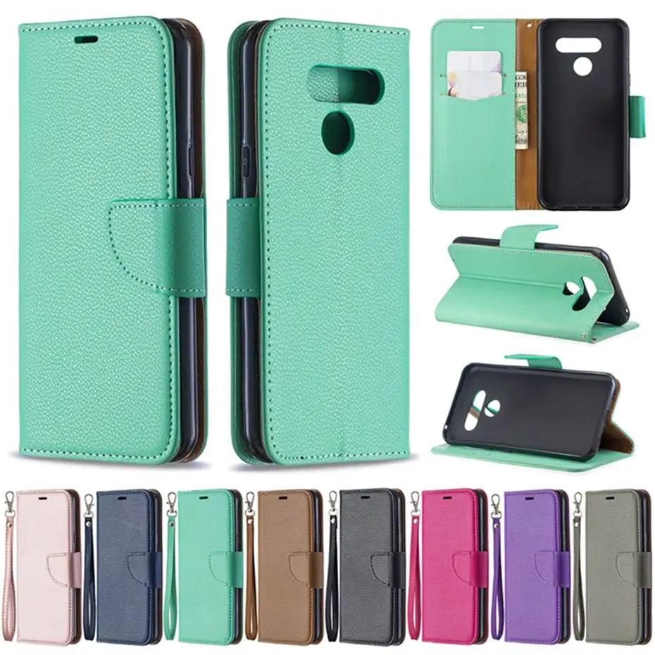 K50 Чехол книжка из искусственной кожи для LG K 50 Q60 чехол кошелек в полоску