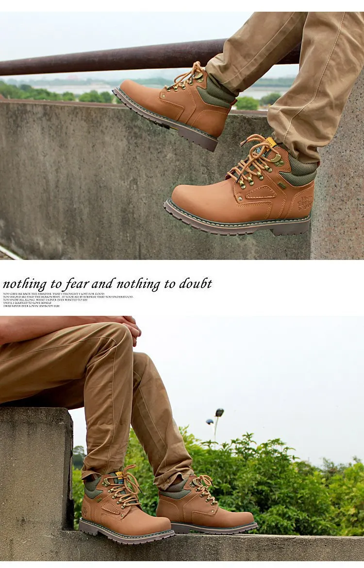 Новые мужские рабочие ботинки Осень-зима кожаные ботинки с заклепками повседневная мужская обувь бренда QIYHONG размера плюс 38-44