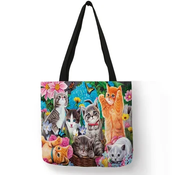 

Personalized Women Portable Outdoor Shoulder Bag 3D Printed Cartoon Cat Bone Footprint Pattern Handbag Daily Office Tote Bags