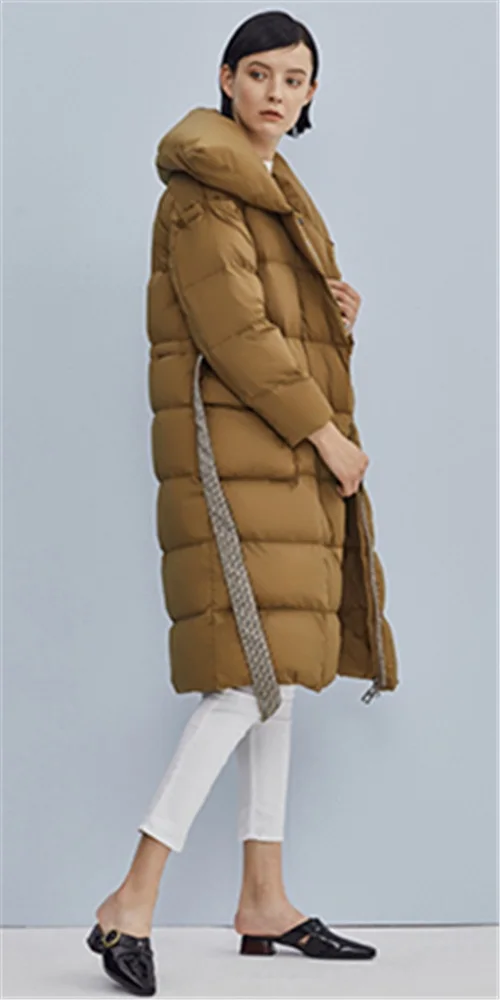 MissFoFo бренд светильник пуховое пальто котенок вниз жилет тонкий длинный женский Куртка с поясом зеленый Модный S-2XL - Цвет: CAMEL