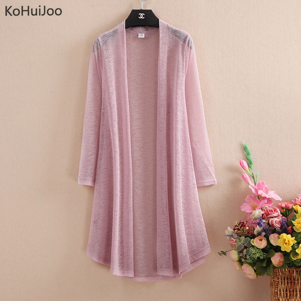 

KoHuiJoo Spring Summer Sweater Cardigans Women Loose Plus Size Thin Knitted Non Button Sweatr Jacket Pink 4XL