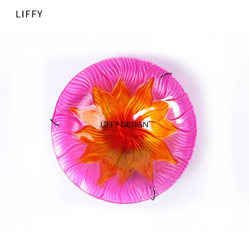 Liffy Hanging Bird Bath Blue Flower Glass Bowl Feeder for Garden Decoration Yard and Patio and Bathroom Accessories for Bird