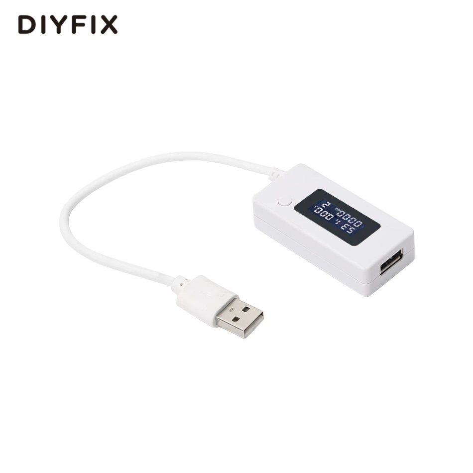 DIYFIX Белый Мини телефон USB тестер доктор ЖК-экран емкость измеритель напряжения тока Мобильный телефон зарядное устройство индикатор