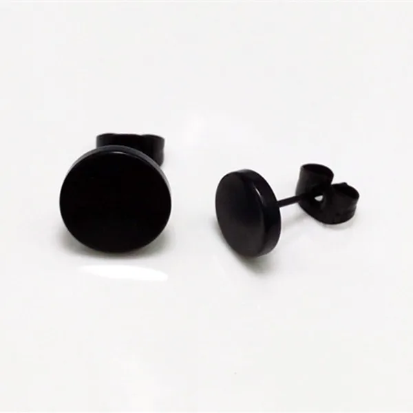 Hot Punk Black Barbell Frosted Studs Stainless Steel Round Hot Punk Black Barbell Frosted Studs Stainless Steel Round Silver Stud Earrings Brincos Jewelry