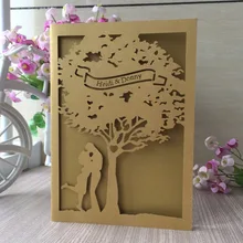 100 шт/партия, лазерная резка, цветная жемчужная бумага, изготовленная на заказ, свадебная пригласительная открытка на день Святого Валентина