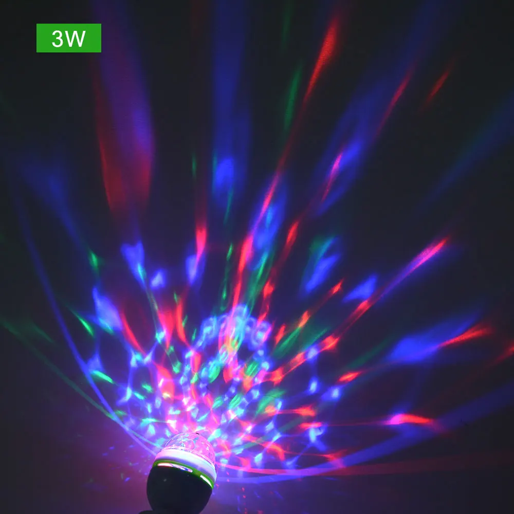 Автоматический вращающийся RGB светодиодный ламповое дежурное освещение E27 3 Вт 6