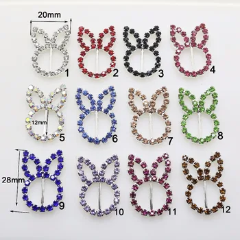 

New Fashion 10Pcs/lot 20*28mm Rabbit ears Jewelry Accessories color rhinestones pedestal Phone embellishments Accessories