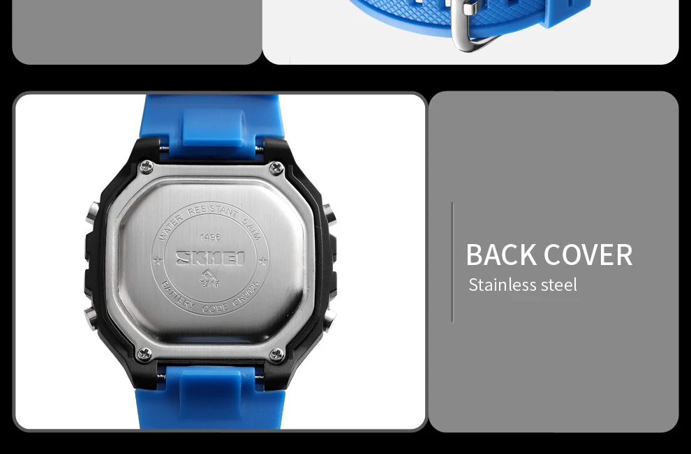 SKMEI 1496 Sport Watch Men Digital Watches 5Bar Waterproof Alarm Military