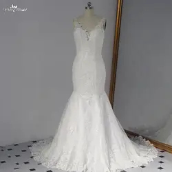 RSW1467 Robe De Mariee свадебное платье с жемчугом и v-образным вырезом