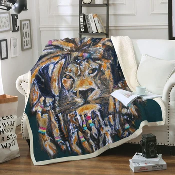 

BeddingOutlet Freedom Lion Printed Velvet Plush Throw Blanket Bedspread for Kid Girl Sherpa Blanket Couch Quilt Cover DIY design