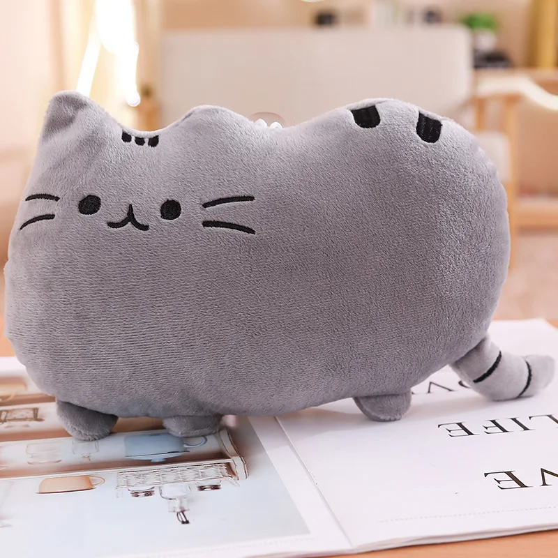 25cm Push een Plush Cat Toys Stuffed Animal& Plush Toys Soft Cat Pillow Pus heen Stuffed Cat Doll for Kids Girl Gift Cheap Toys - Цвет: grey