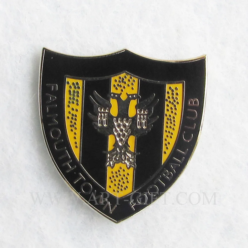 

Custom soft enamel sports lapel pins black color falmouth football club badges high quality OEM/ODM