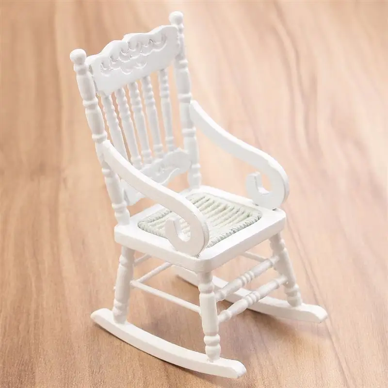 Новинка 1:12 кукольный домик миниатюрная мебель белое кресло-качалка из дерева пеньковая веревка сиденье для Аксессуары для кукольных домов Декор Игрушки