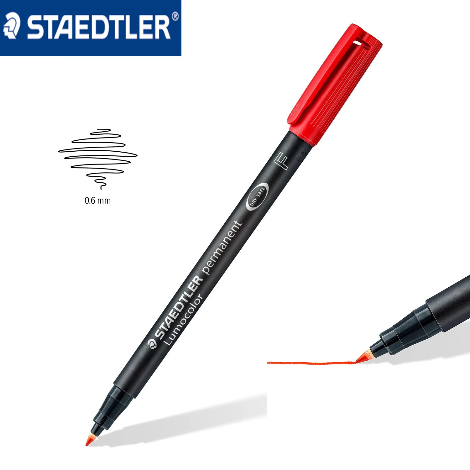 Staedtler 318-WP4 Lumocolor Перманентный маркер, ручка тонкой точки 0,6 мм, универсальные ручки краски для письма, для CD бумаги, дерева, многоцелевой