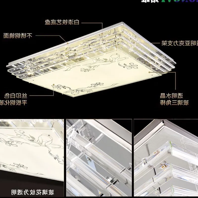 Современный простой светильник, креативный светильник для спальни, светодиодный потолочный светильник, хрустальный светильник, Прямоугольный светильник для гостиной ya75 SJ10